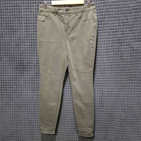 Chico's Pants - Slimming Sage Skinny Ankle Jeans 32x29 Olive Green Stretch Waist Boho Chic Urban